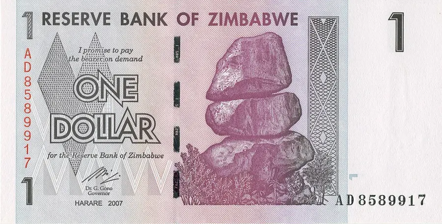 La carte Dollar du Zimbabwe