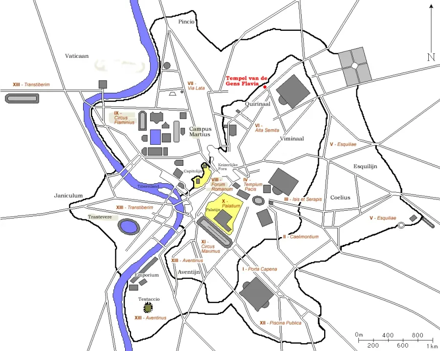 La carte Temple de la gens Flavia