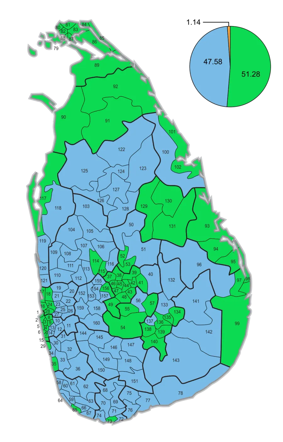 La carte Élection présidentielle srilankaise de 2015
