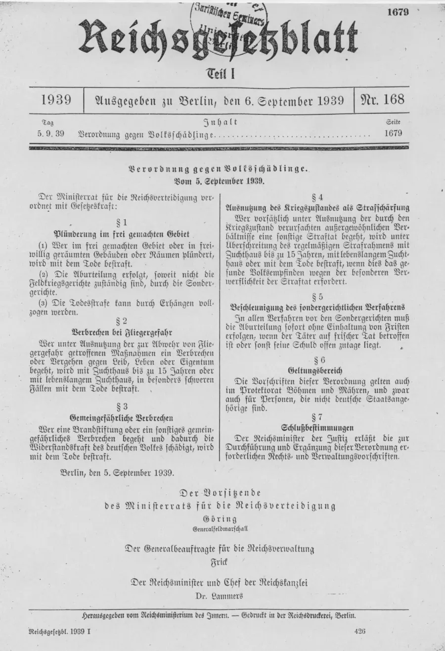 The Volksschädling card