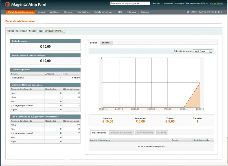 La carte Magento