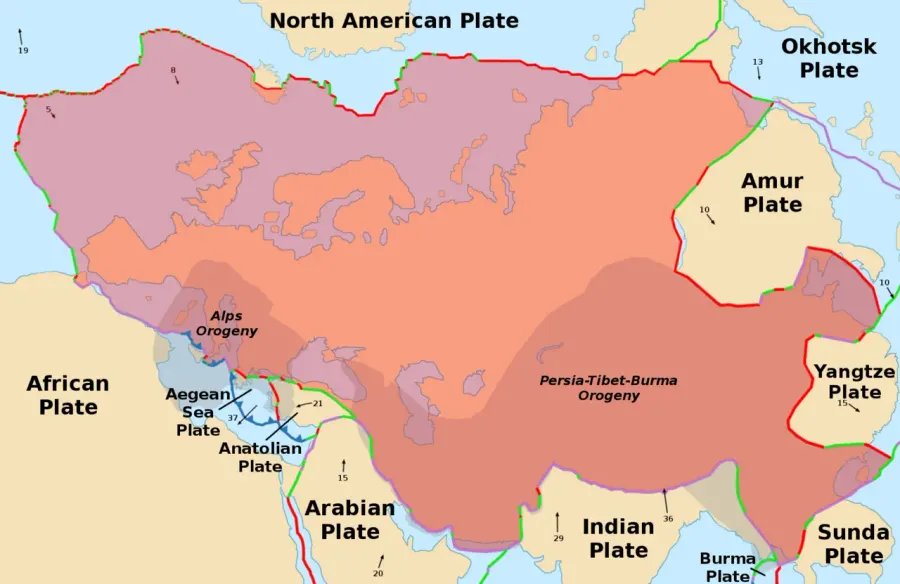 La carte Plaque eurasiatique