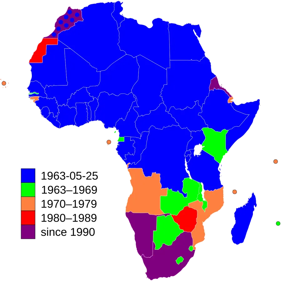 La carte Organisation de l'unité africaine