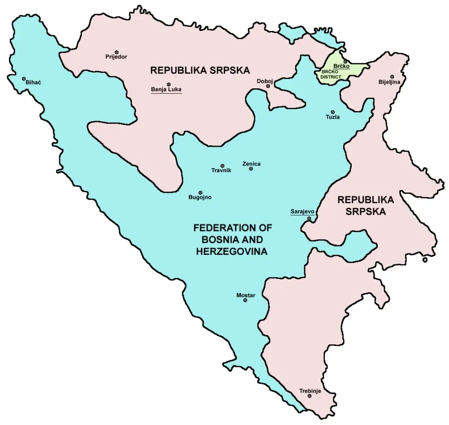 The List of cities in Bosnia and Herzegovina card