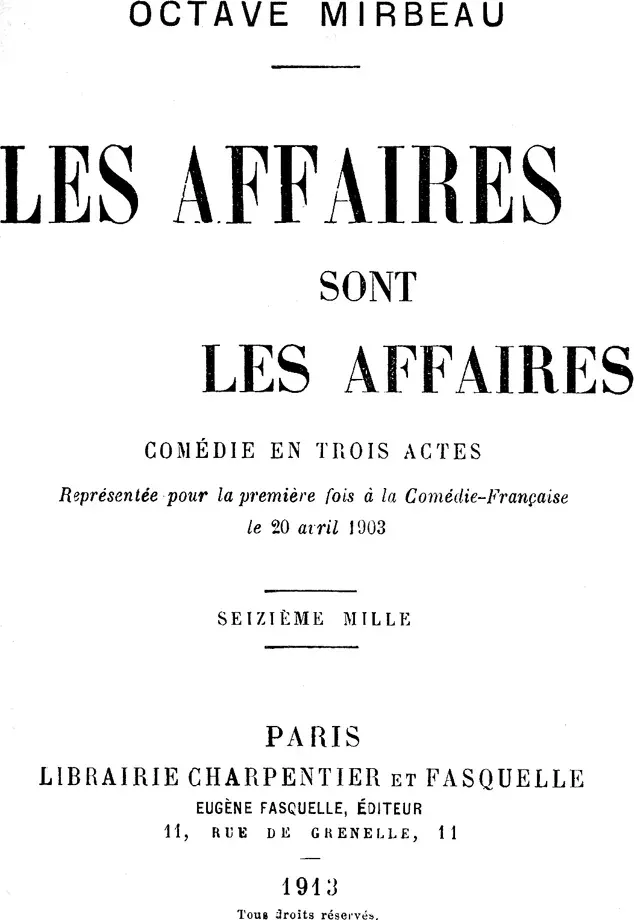 La carte Les affaires sont les affaires