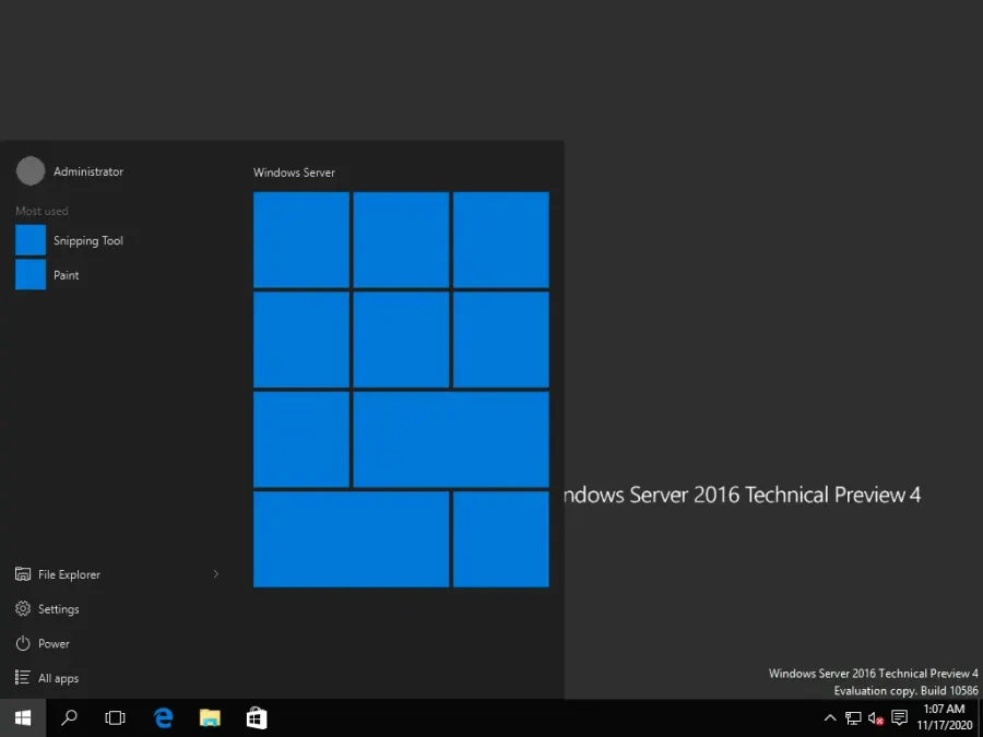 La carte Windows Server 2016