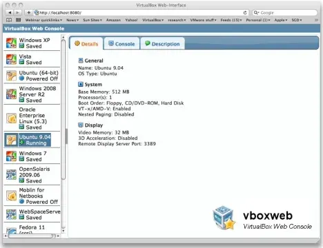 La carte Interface web