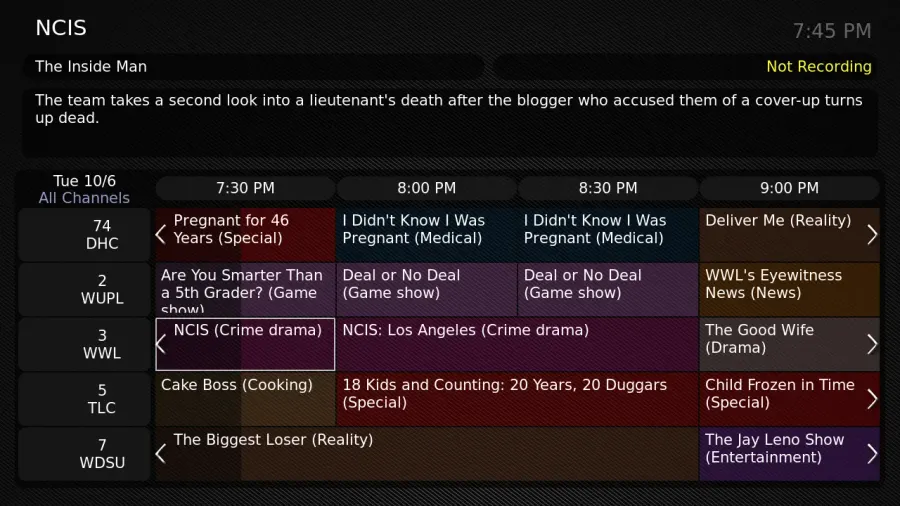 The Television channel card