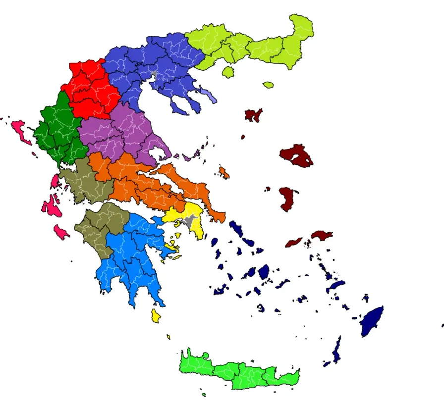 The Prefectures of Greece card