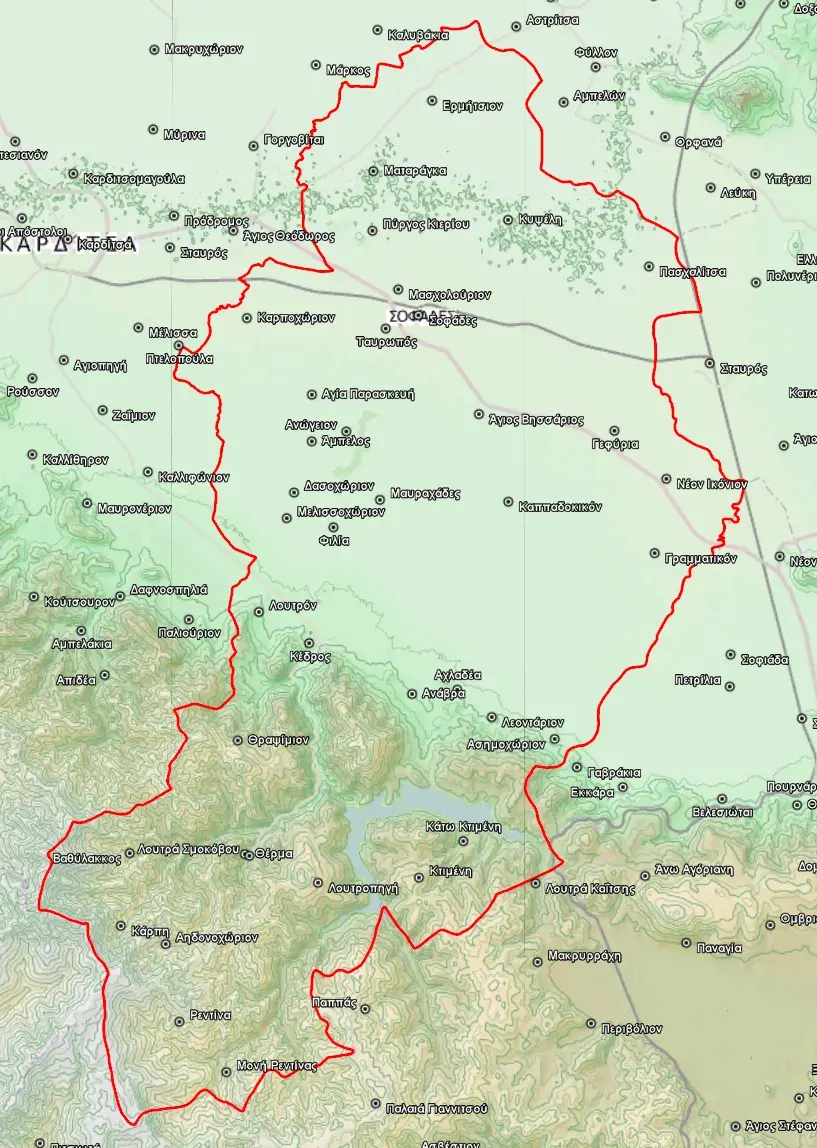 La carte Dème de Sofádes