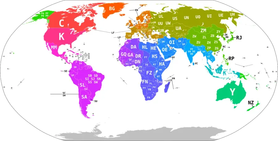 La carte Code OACI des aéroports