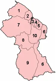 The Regions of Guyana card