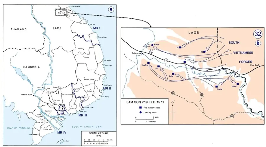 La carte Opération Lam Son 719