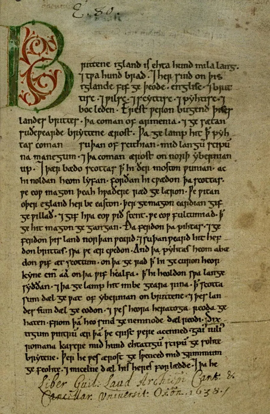 La carte Chronique anglo-saxonne