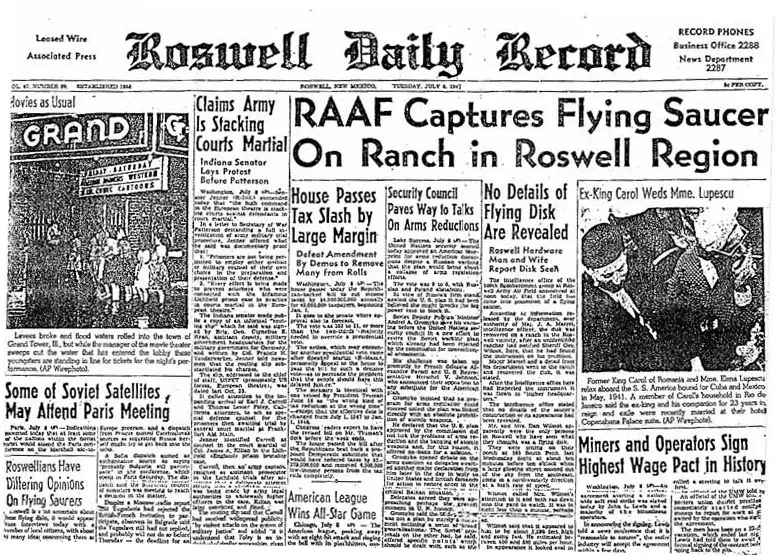 La carte Affaire de Roswell