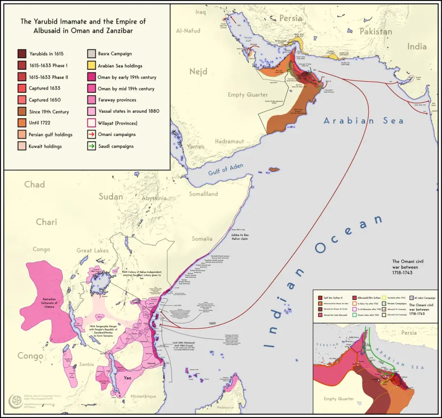 La carte Empire d'Oman