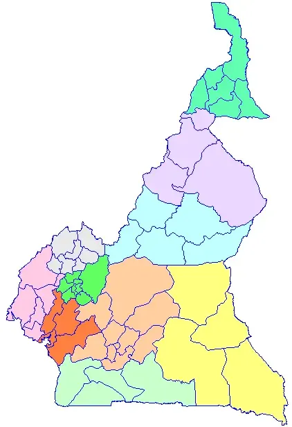 The Departments of Cameroon card