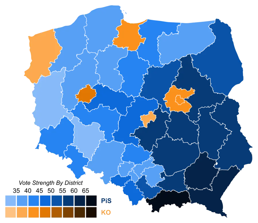 The 2019 Polish parliamentary election card