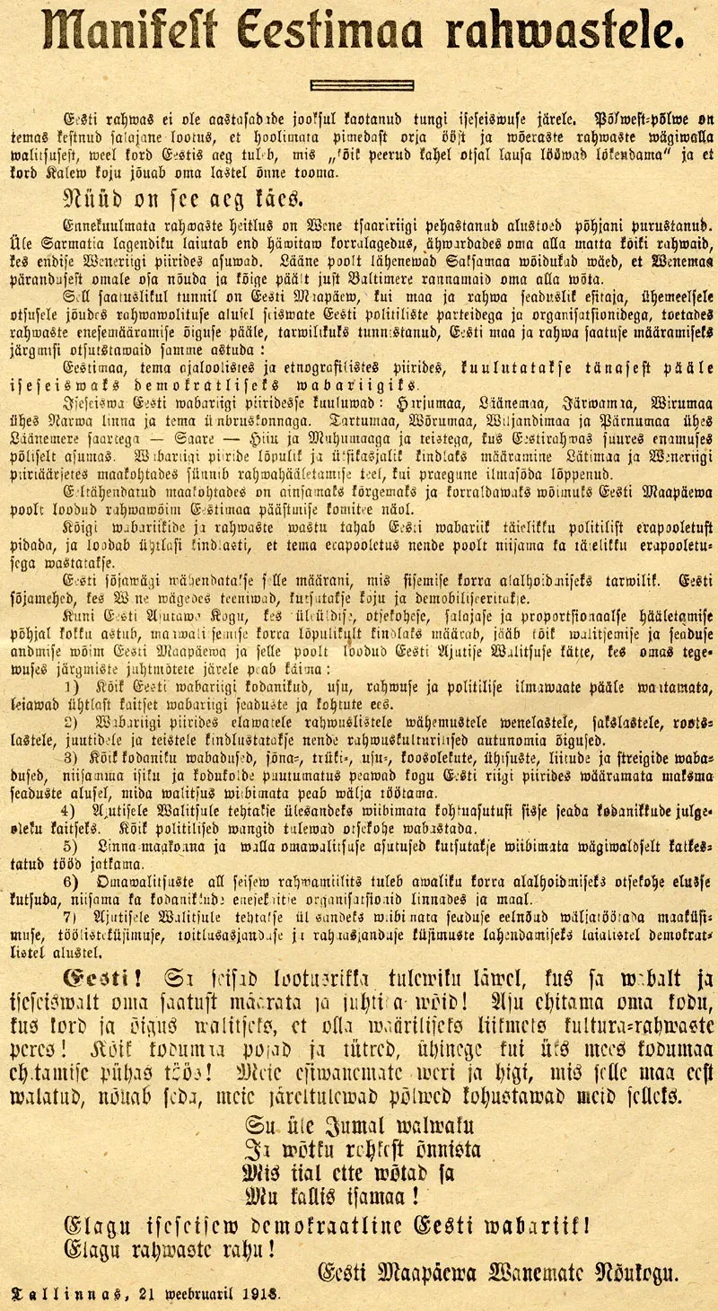 The Estonian Declaration of Independence card