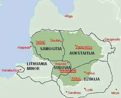 La carte Régions de Lituanie