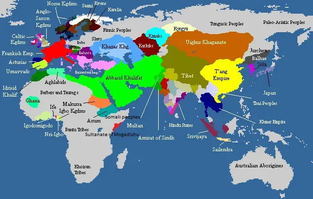 La carte Années 800