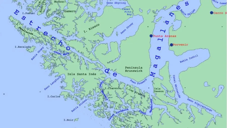 La carte Île Desolación