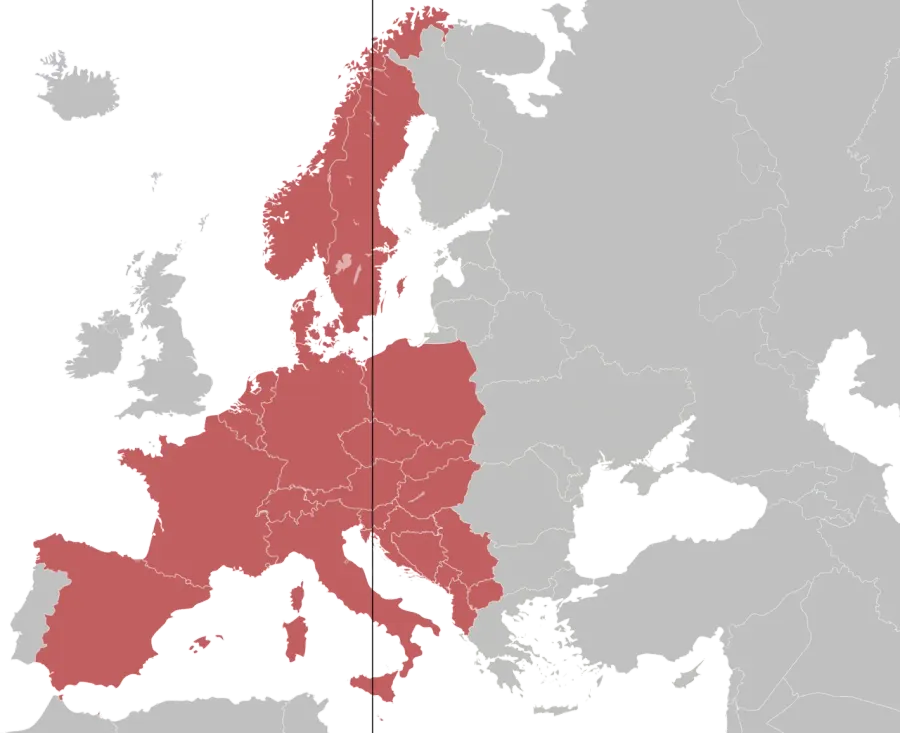 La carte Heure normale d'Europe centrale