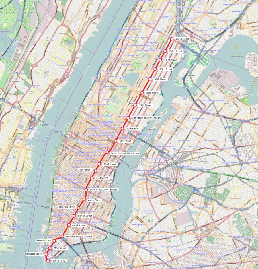 La carte IRT Lexington Avenue Line