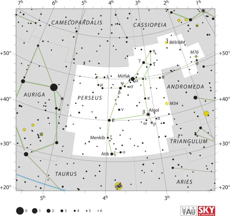 La carte Delta Persei