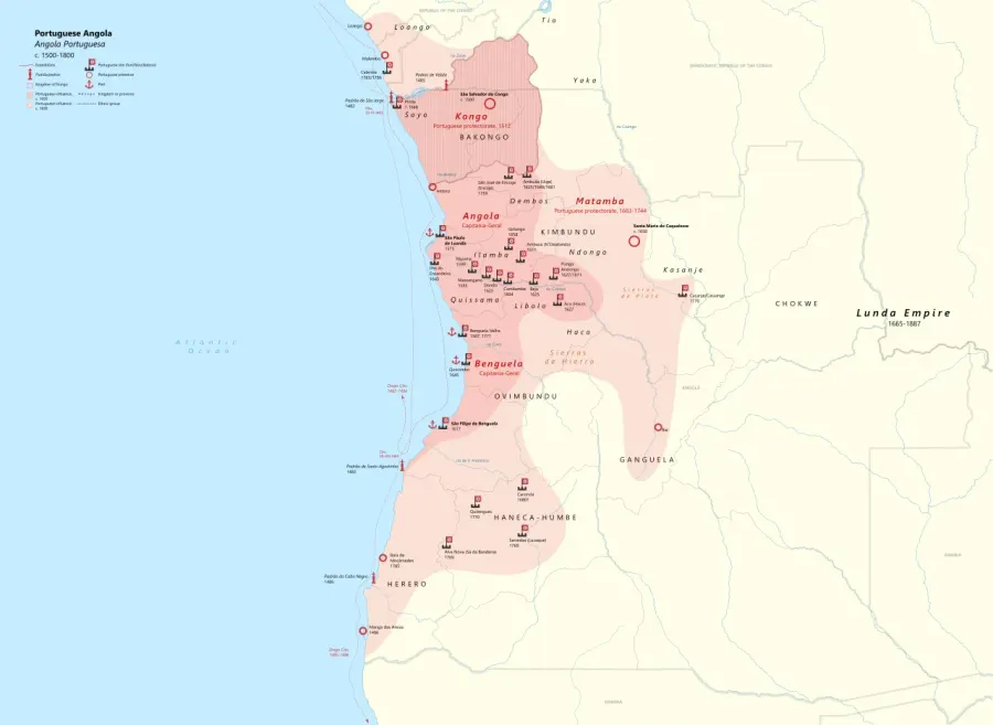 La carte Angola portugais