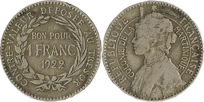 La carte Franc de la Martinique