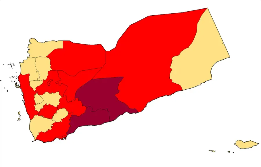 La carte Insurrection djihadiste au Yémen