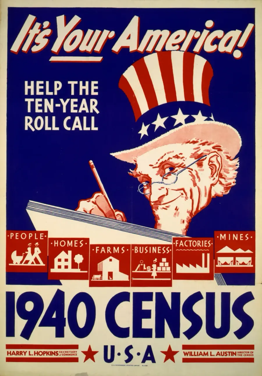 La carte Recensement des États-Unis de 1940