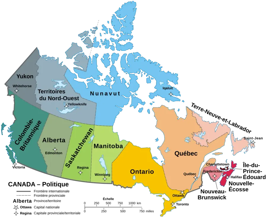 The Provinces and territories of Canada card