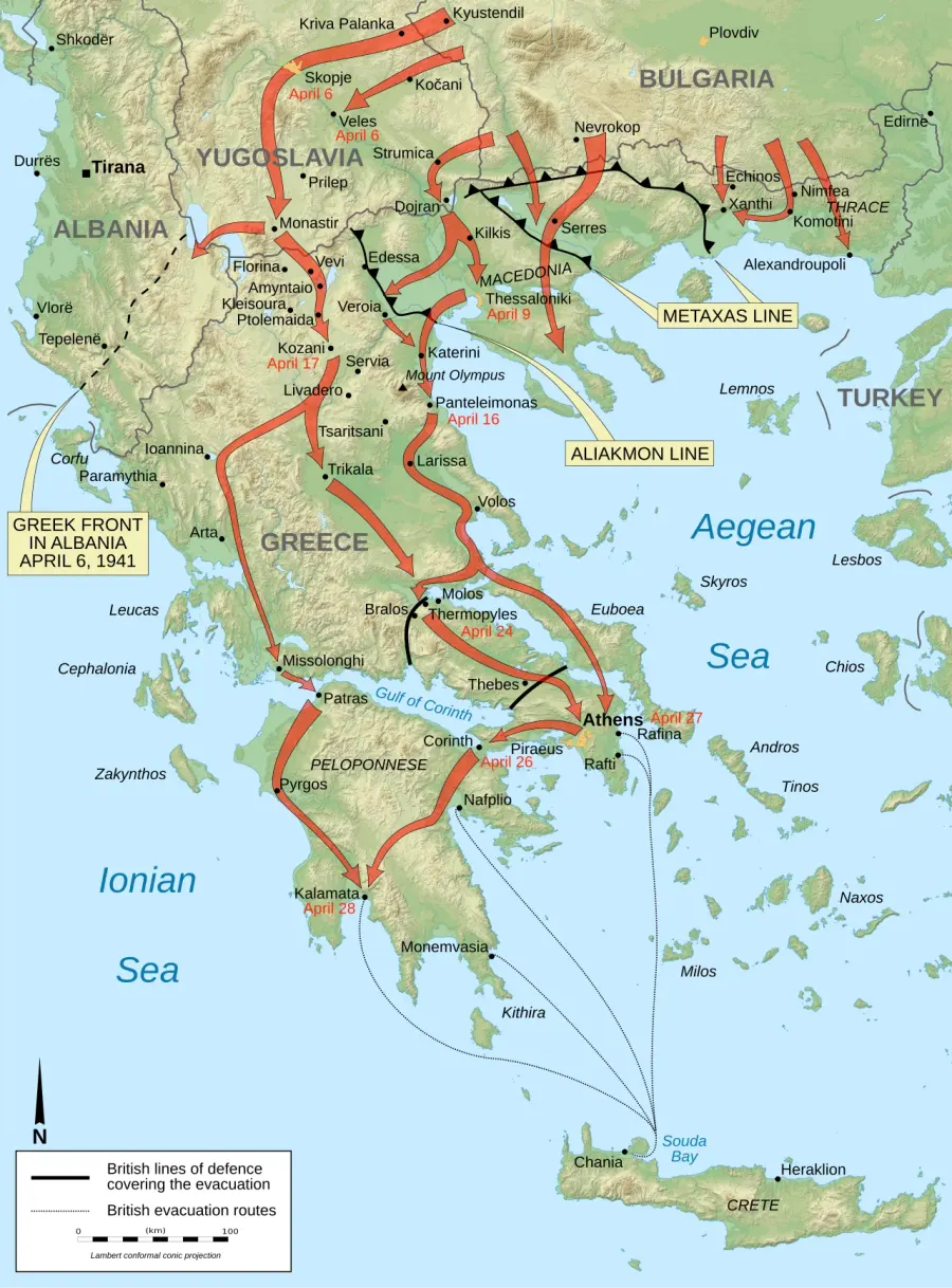The German invasion of Greece card