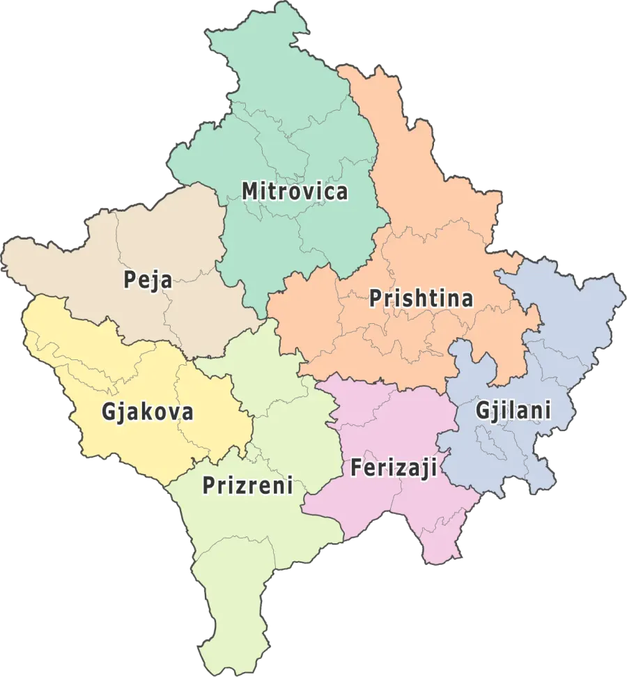 The Districts of Kosovo card