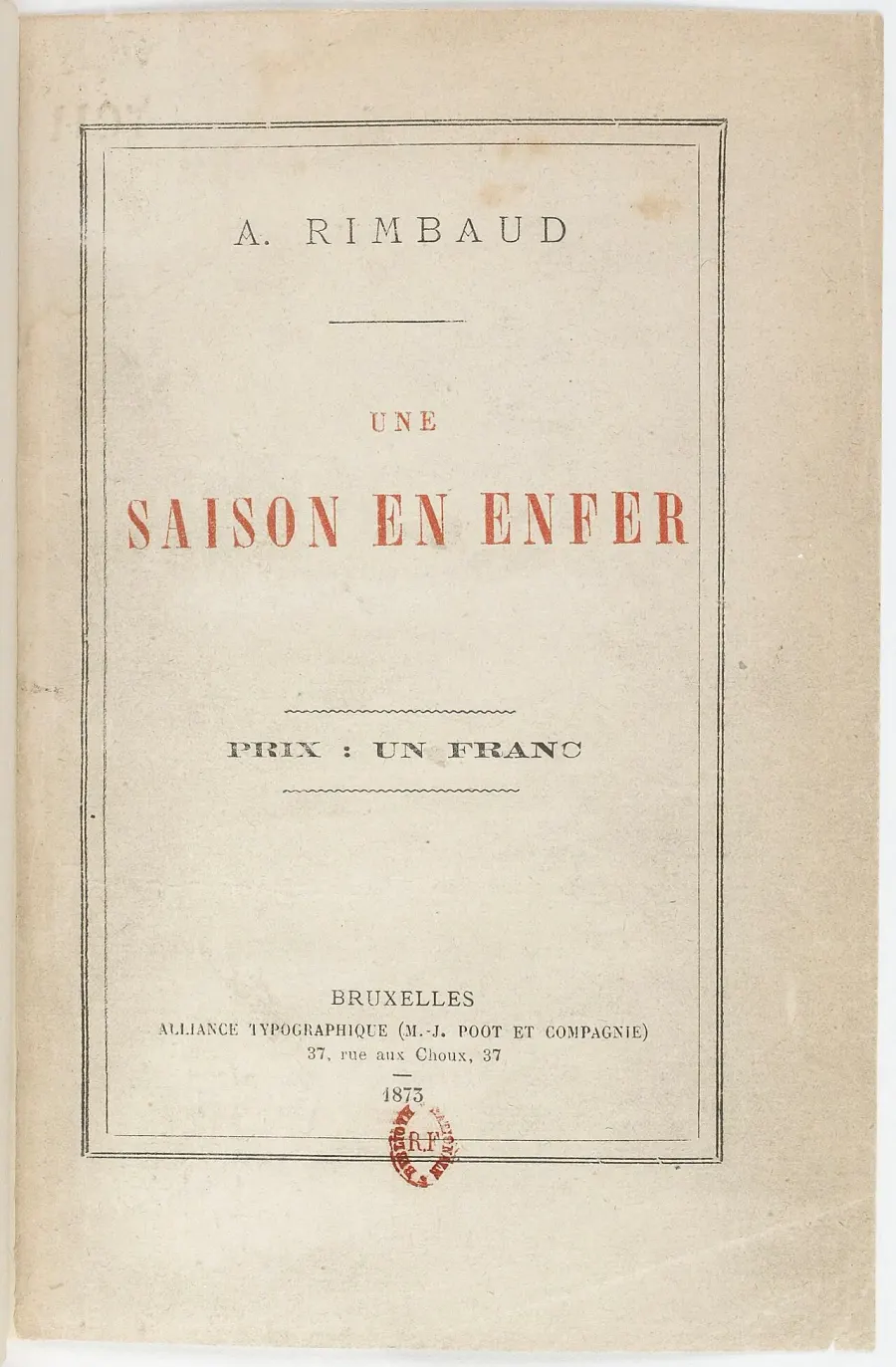 La carte Une saison en enfer