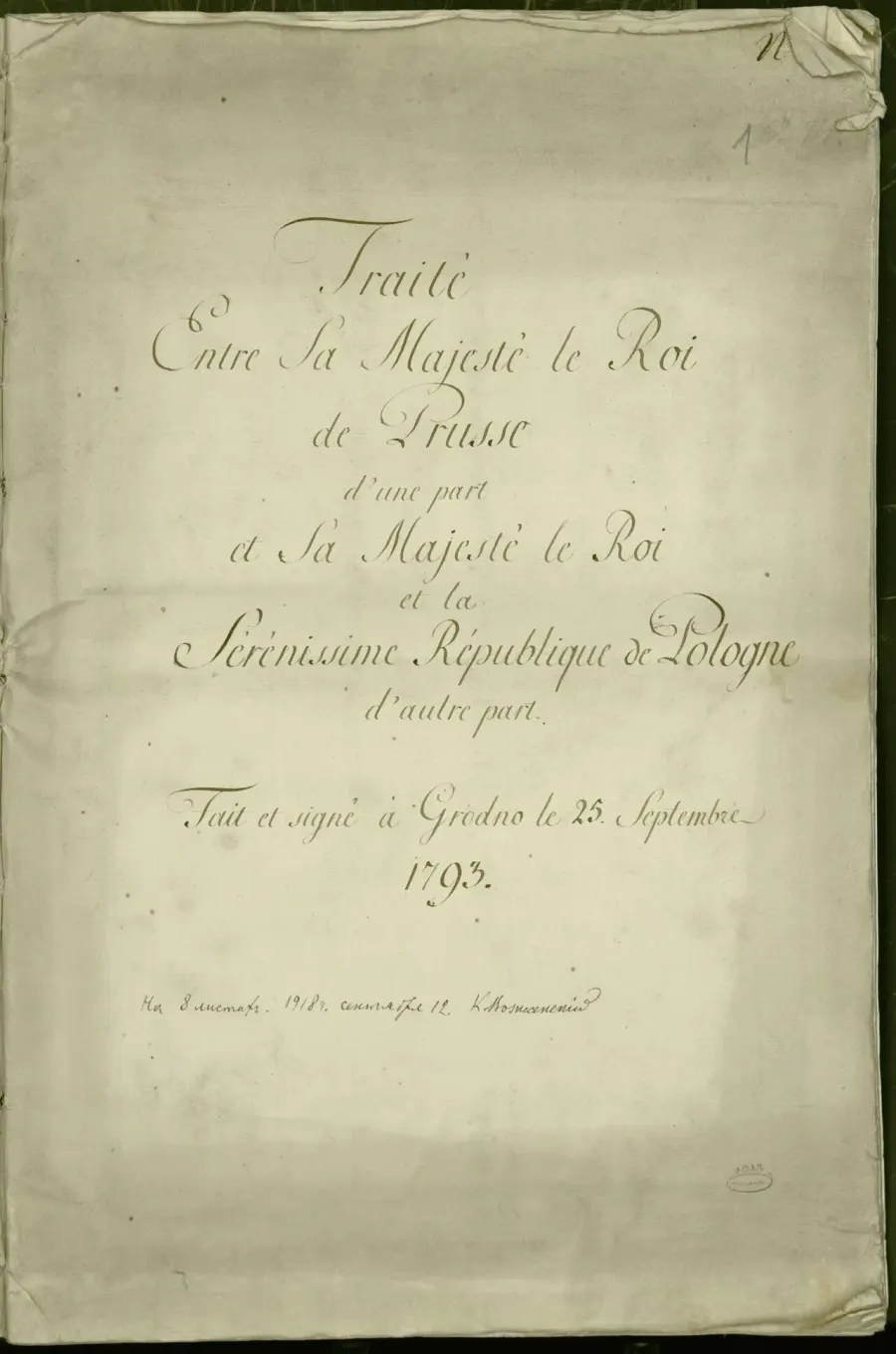 The Second Partition of Poland card