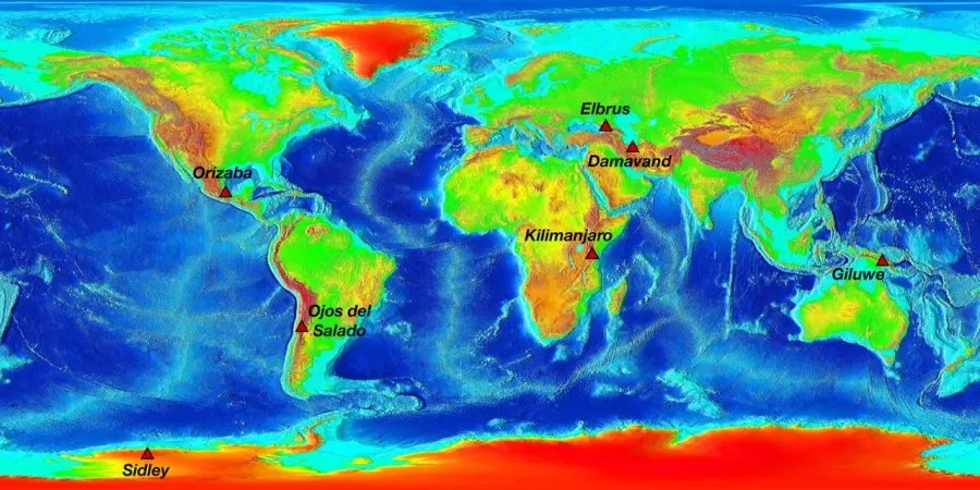 La carte Sept sommets volcaniques