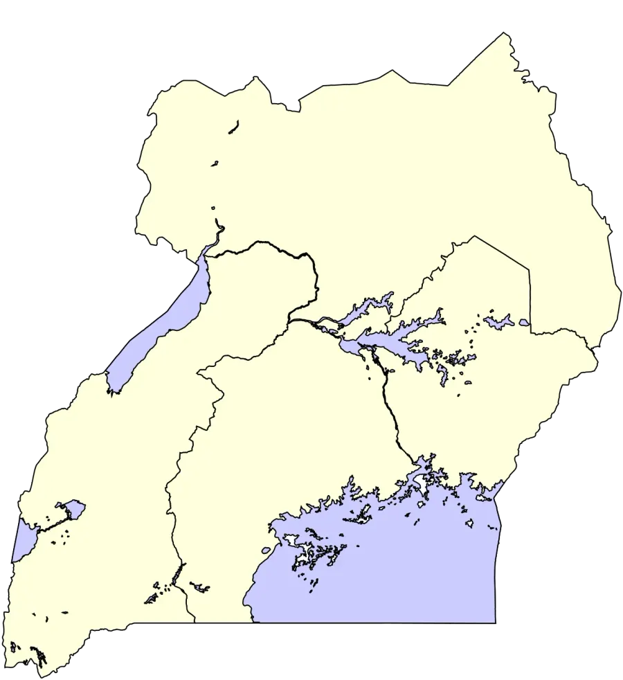 La carte Régions de l'Ouganda