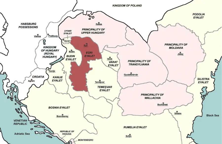 La carte Pachalik d'Eğri
