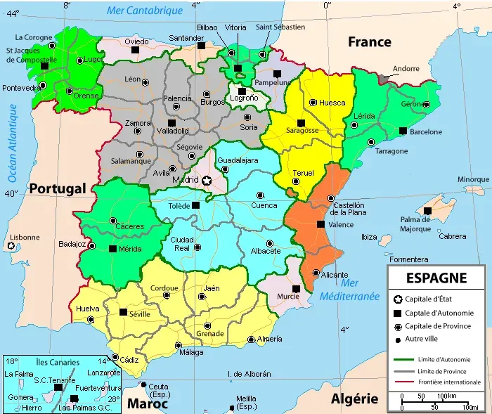 La carte Administration territoriale de l'Espagne