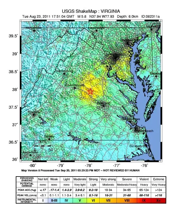 The 2011 Virginia earthquake card