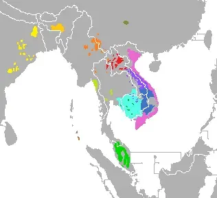 La carte Langues austroasiatiques