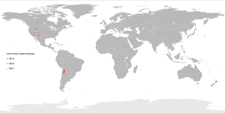 La carte Supervolcan