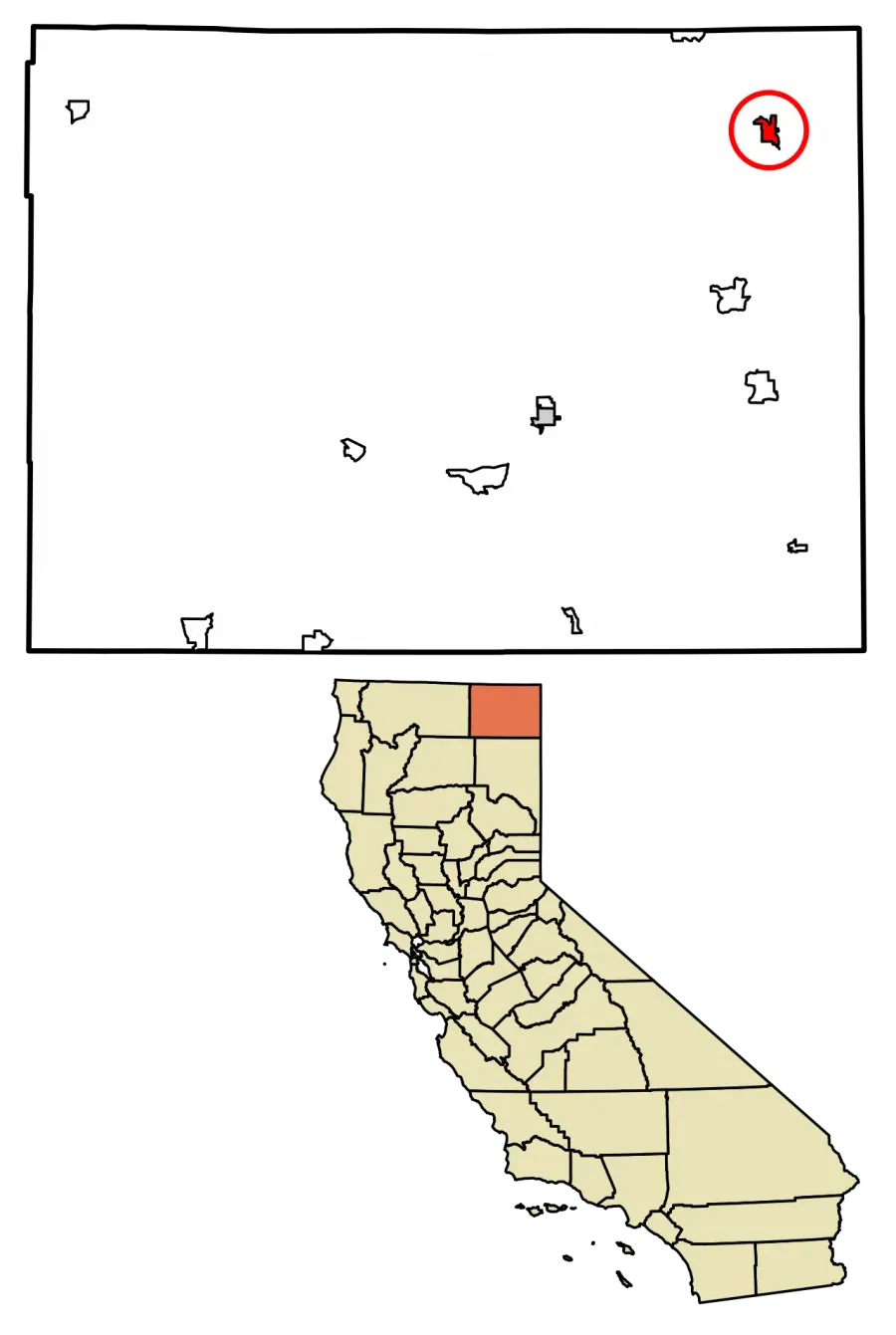 La carte Fort Bidwell
