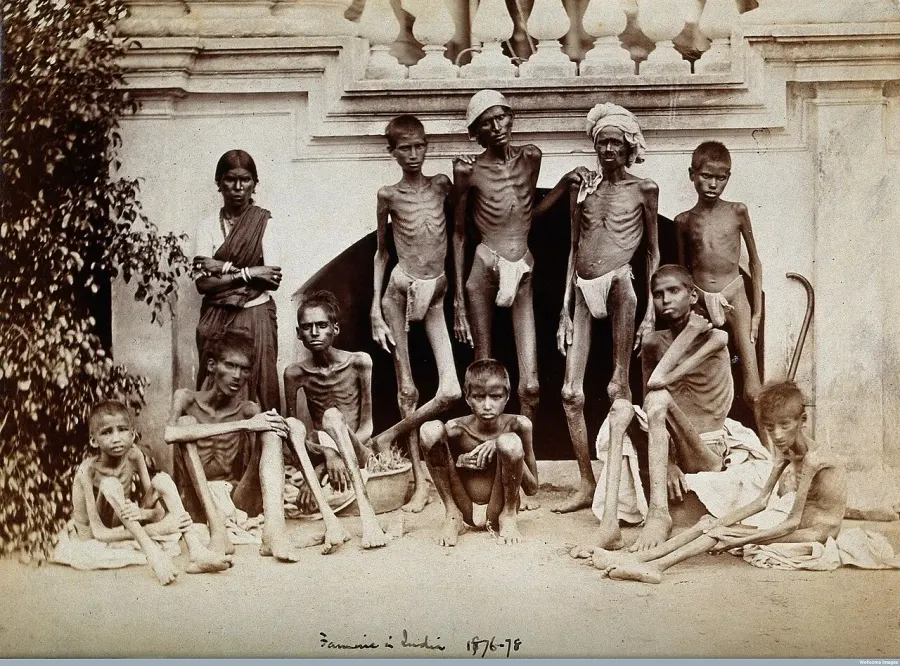 La carte Famine en Inde de 1876 à 1878
