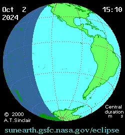 La carte Éclipse solaire du 2 octobre 2024
