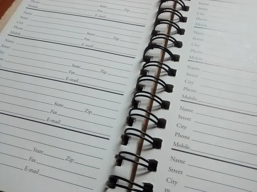 The Address book card