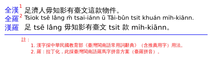 The Taiwanese Hokkien card